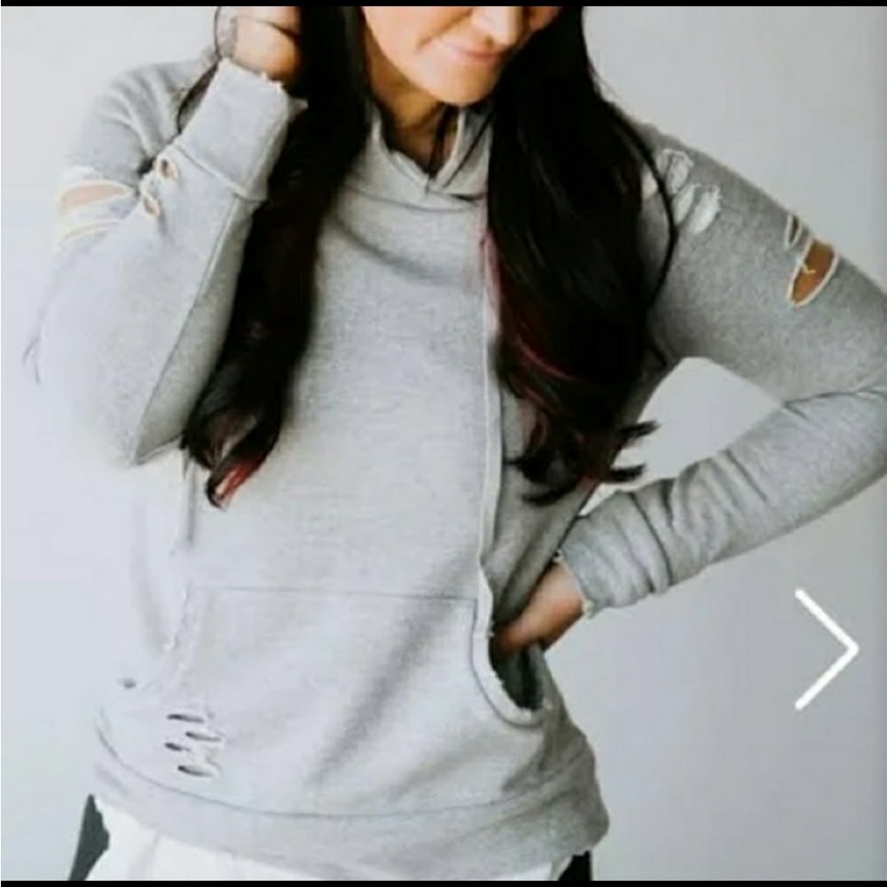 Chelsea Deboer Gray Distressed Women's Hoodie